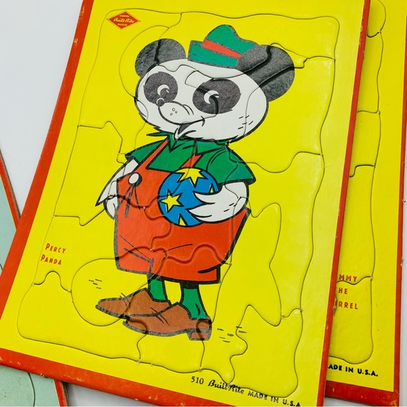 Vintage Built-Rite Animal Tray Puzzles – Set of 3 (Percy Panda, Sammy Squirrel) - Picture 6 of 14